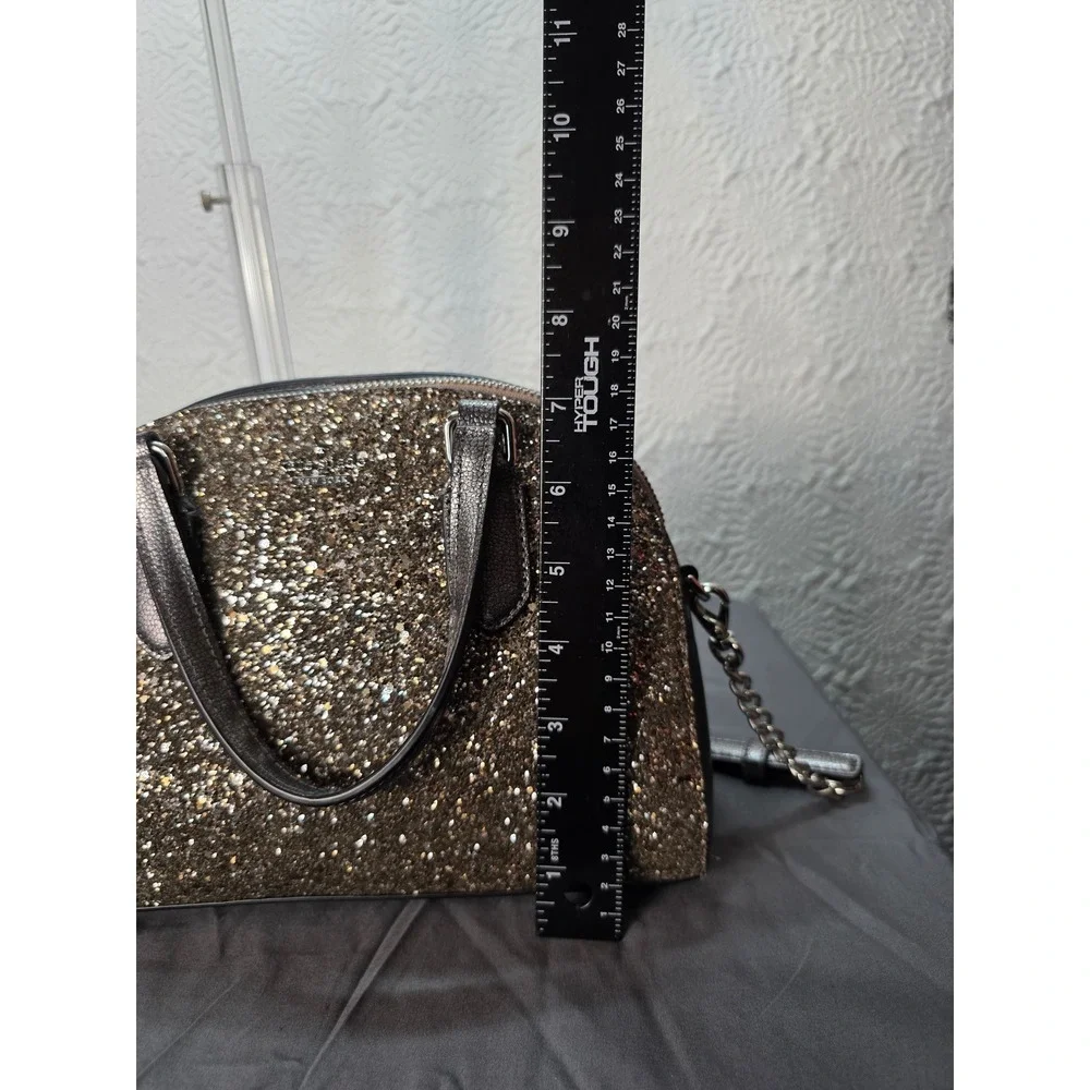 Kate Spade Laurel Way Mini Reiley Glitter Satchel Crossbody bag Gunmetal B